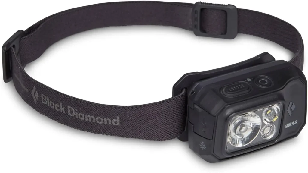 Black Diamond Storm 500-R Waterproof Headlamp for hands-free emergency lighting
